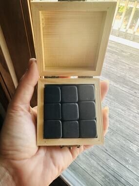 Alpha Outpost Whiskey Stones Set w/ Wooden Box – Reusable Chilling Stones – New